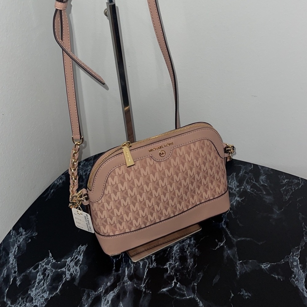 MICHAEL KORS Signature Jet Set Charm Small Dome Pink Crossbody NWT- MINOR DAMAGE - Picture 6 of 11